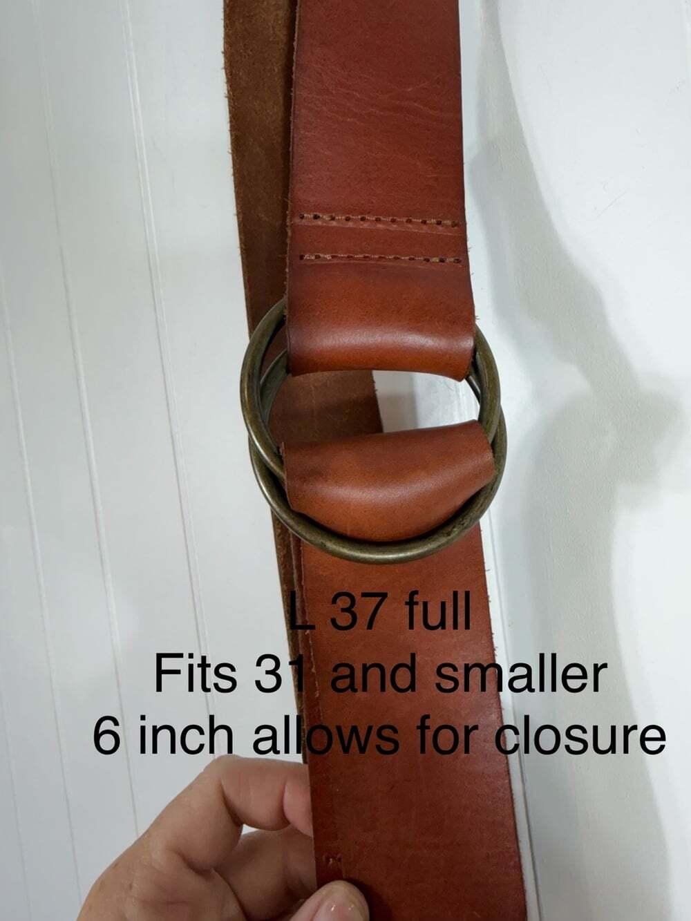 Genuine Leather Double O-Ring Waist Belt Cognac Brown Fits Up to 31” - Picture 9 of 11